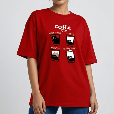 Drop shoulder T-shirt for Women (Red)